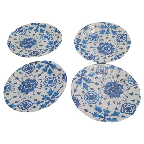 American Atelier Other - American atelier out of print blue white Italian floral tile  melamine plate set